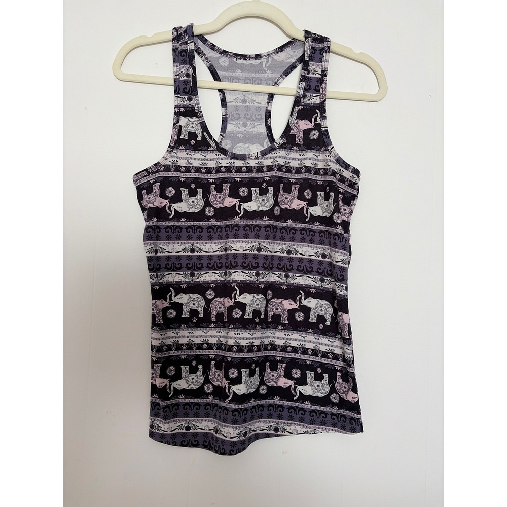 Elephant Racerback Tank Top Womens M Super Soft Purple Boho Print No‎ Size Tag